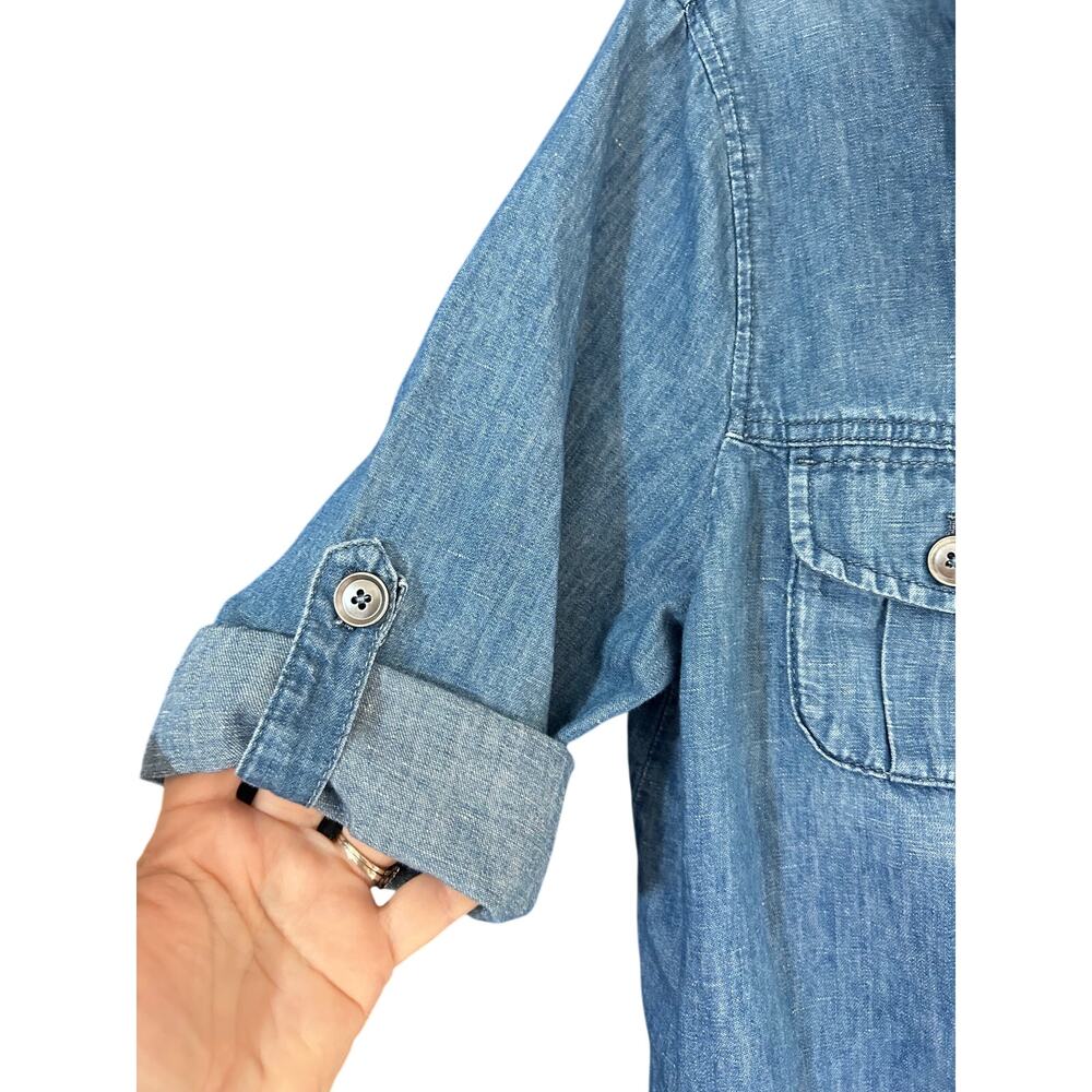LOFT Women's sz L cropped button down Linen/Cotton Blend Jacket - Picture 3 of 9